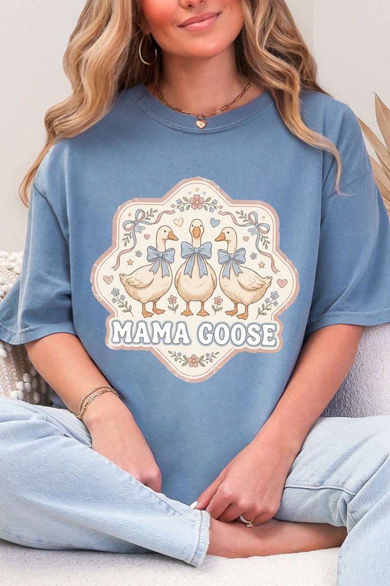 Blue Bow Mama Goose Comfort Colors Adult Ring - Spun Cotton Tee - Wholesale Accessory Market