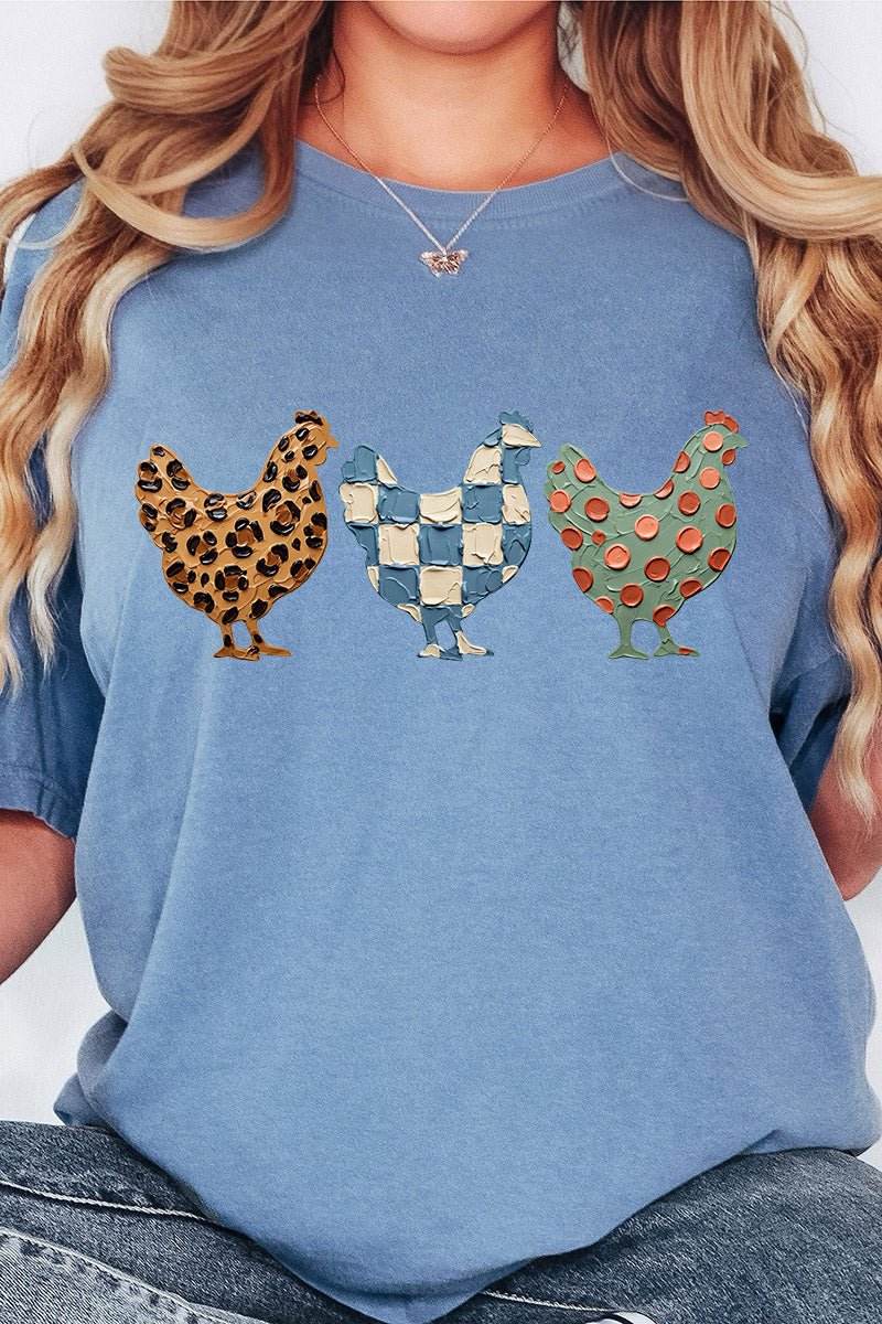Painted Hen Trio Comfort Colors Adult Ring-Spun Cotton Tee - Wholesale Accessory Market
