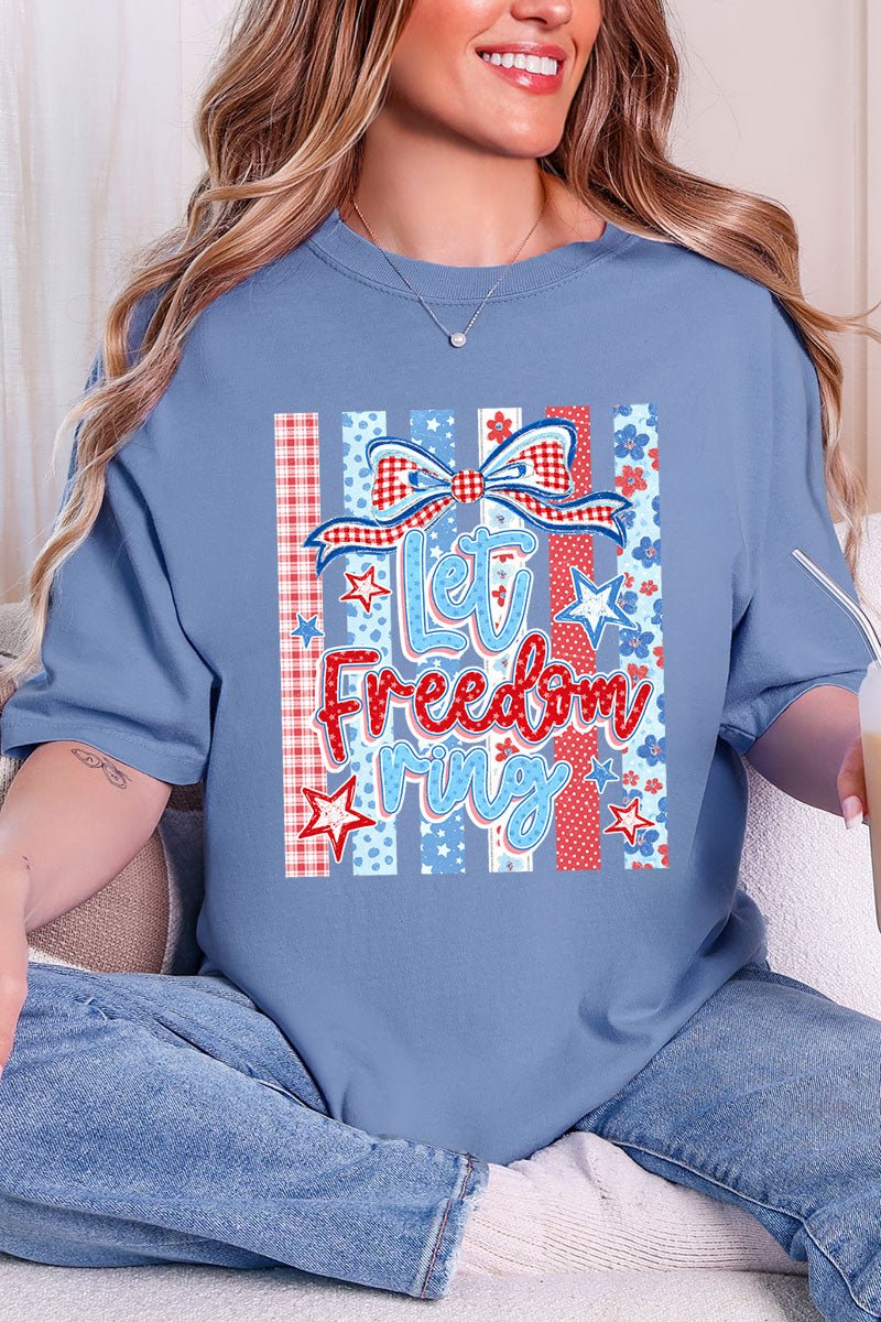 Striped Coquette Let Freedom Ring Comfort Colors Adult Ring - Spun Cotton Tee - Wholesale Accessory Market