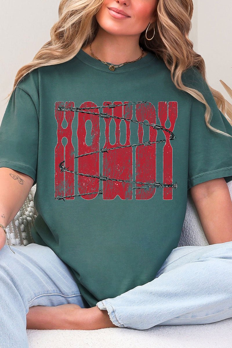 Barbed Wire Howdy Comfort Colors Adult Ring - Spun Cotton Tee - Wholesale Accessory Market