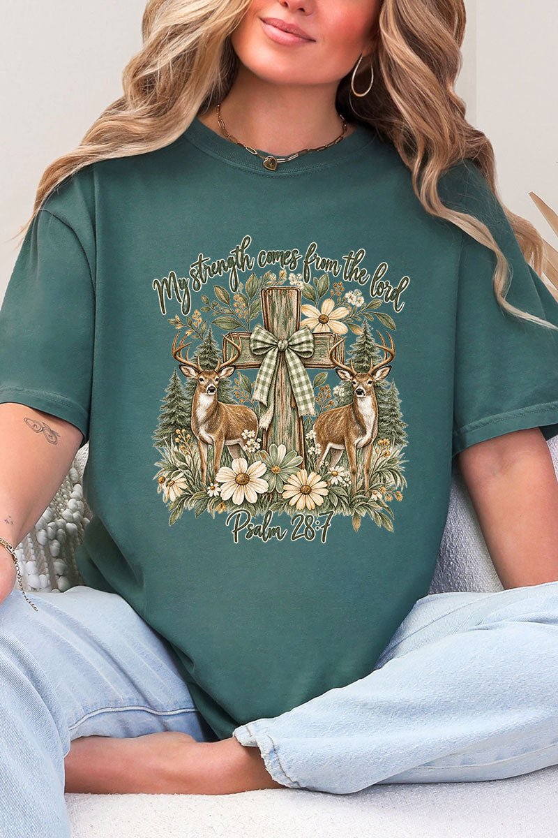 My Strength Woodland Deer Comfort Colors Adult Ring-Spun Cotton Tee - Wholesale Accessory Market