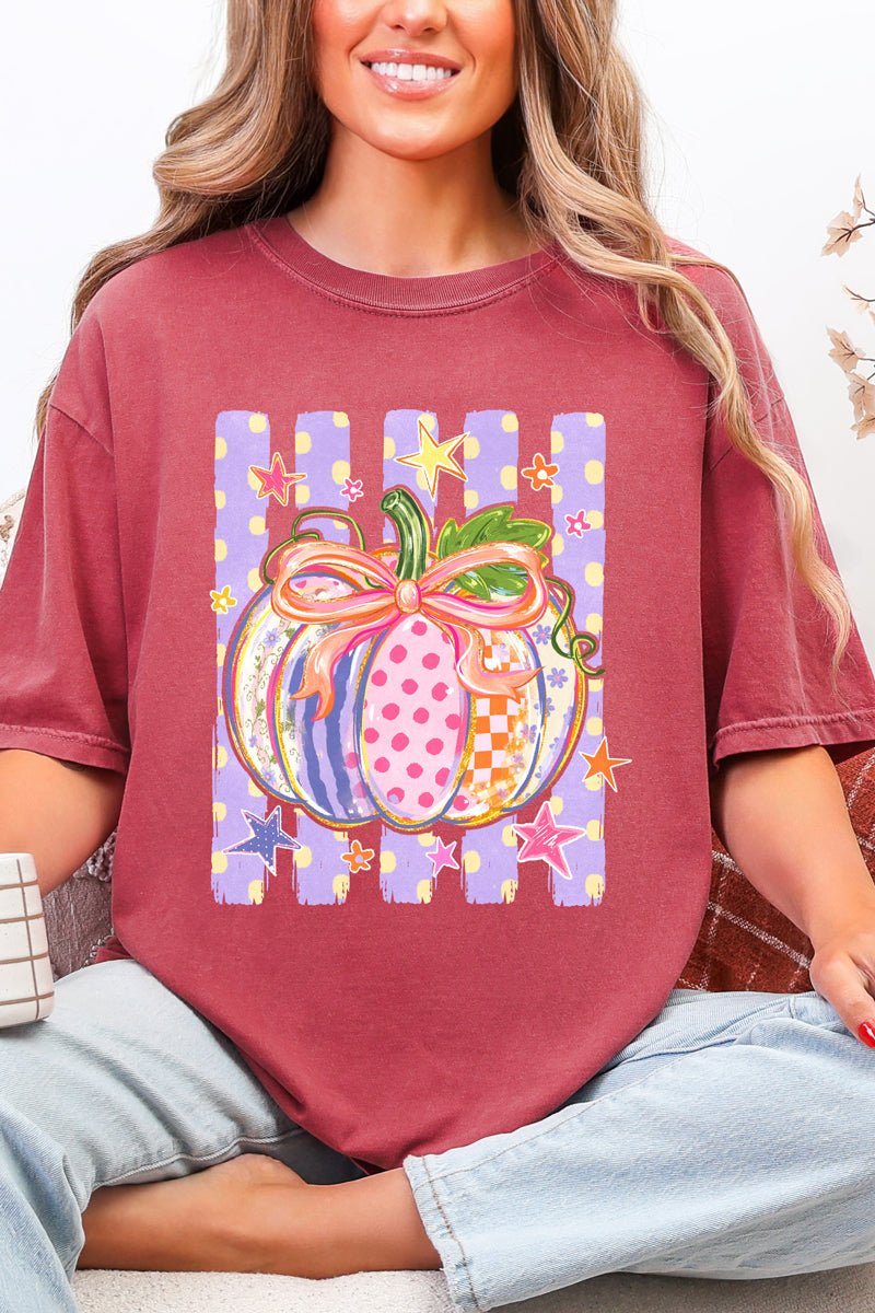 Pretty Patchwork Pumpkin Comfort Colors Adult Ring-Spun Cotton Tee - Wholesale Accessory Market