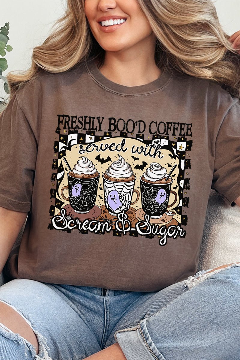 Freshly Boo'd Coffee Comfort Colors Adult Ring - Spun Cotton Tee - Wholesale Accessory Market