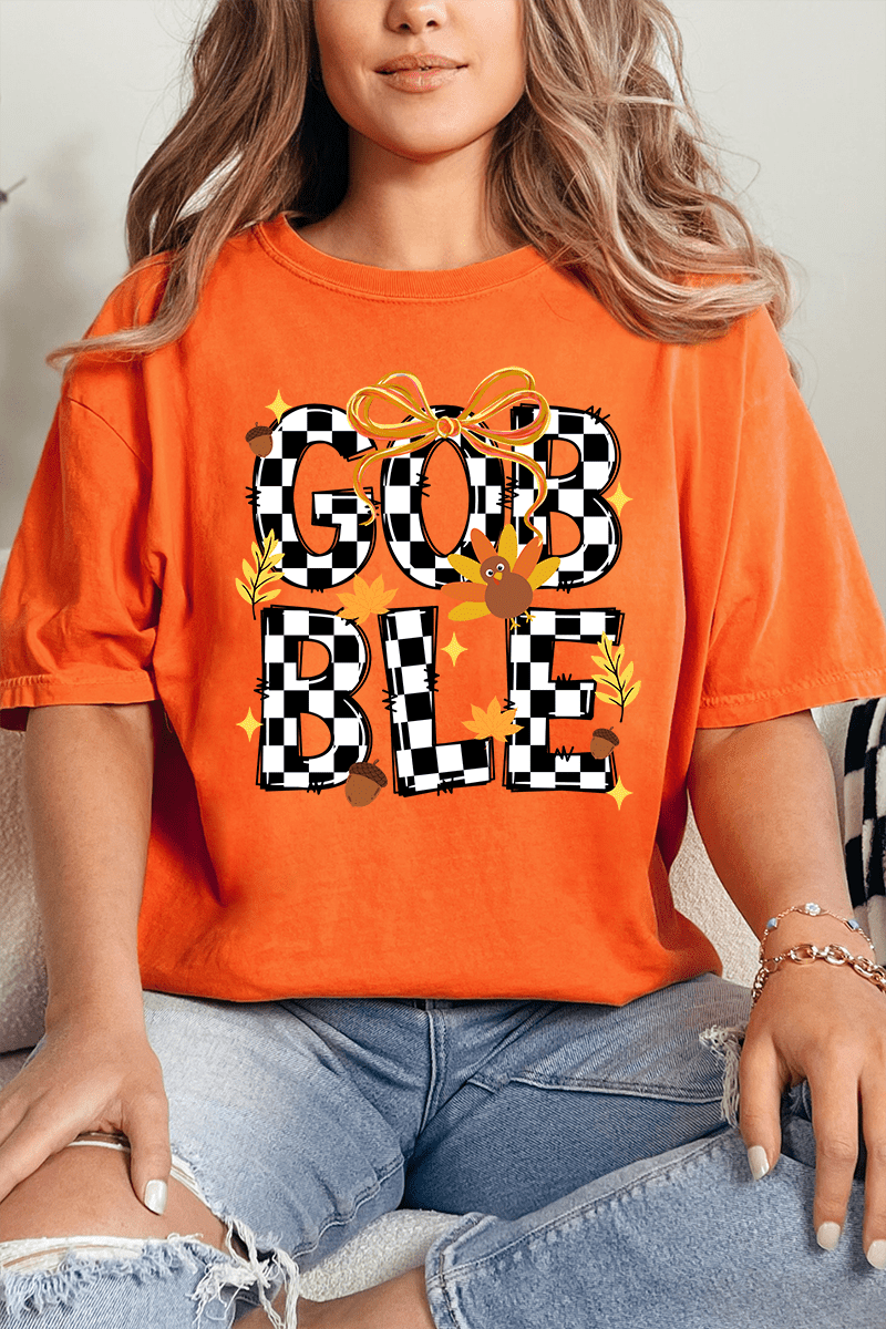 Checkered Gobble Coquette Comfort Colors Adult Ring - Spun Cotton Tee - Wholesale Accessory Market