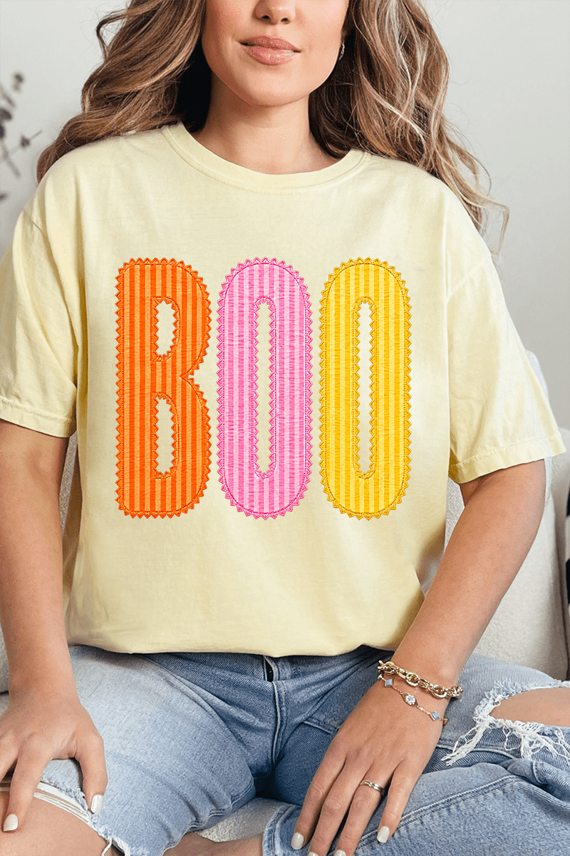 Candy Stripe Boo Comfort Colors Adult Ring-Spun Cotton Tee - Wholesale Accessory Market