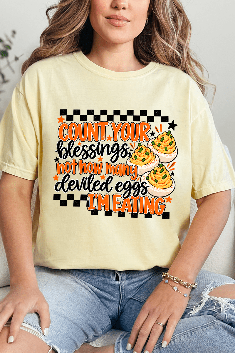 Count Blessings Not Deviled Eggs Comfort Colors Adult Ring-Spun Cotton Tee - Wholesale Accessory Market