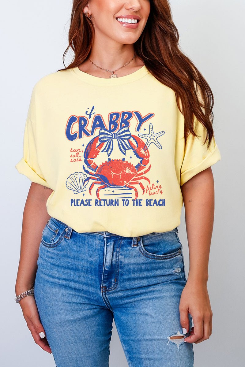 If Crabby Please Return To The Beach Comfort Colors Adult Ring - Spun Cotton Tee - Wholesale Accessory Market