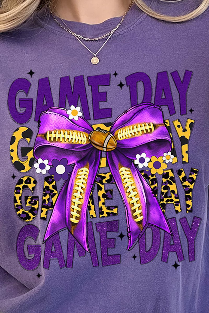Purple & Gold Stacked Gameday Comfort Colors Adult Ring - Spun Cotton Tee - Wholesale Accessory Market