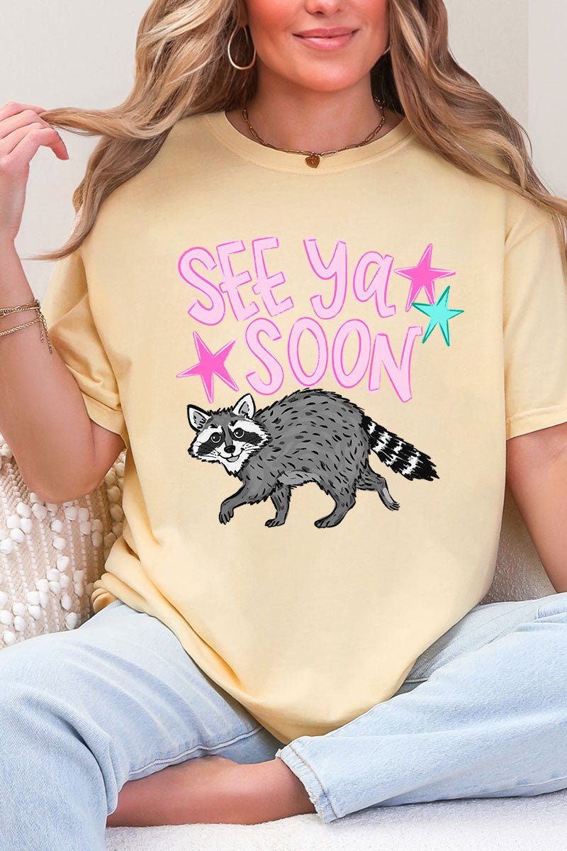 See You Soon Raccoon Full Front & Back Design Comfort Colors Adult Ring - Spun Cotton Tee - Wholesale Accessory Market