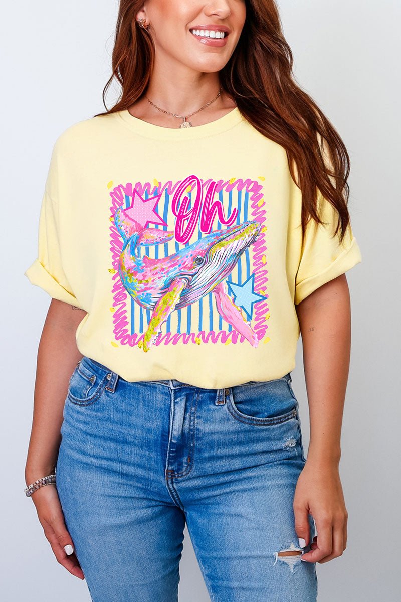 Striped Oh Whale Comfort Colors Adult Ring - Spun Cotton Tee - Wholesale Accessory Market