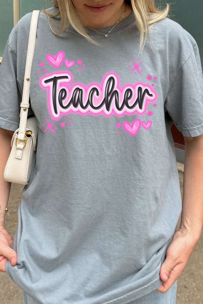 Faux Airbrush Teacher Comfort Colors Adult Ring - Spun Cotton Tee - Wholesale Accessory Market