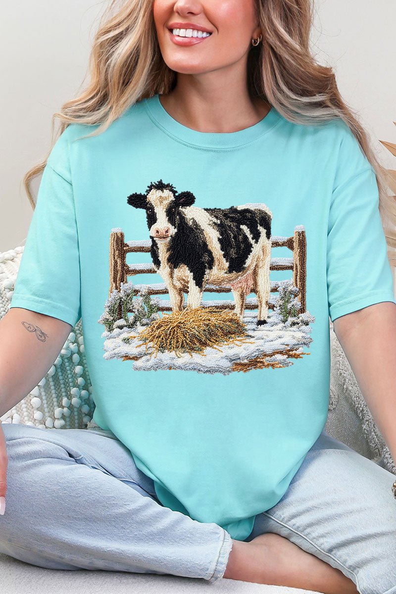Faux Yarn Moo In The Snow Comfort Colors Adult Ring - Spun Cotton Tee - Wholesale Accessory Market