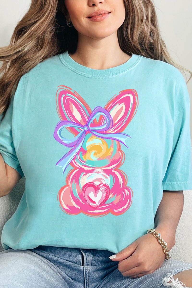 Neon Bunny Bow Comfort Colors Adult Ring - Spun Cotton Tee - Wholesale Accessory Market
