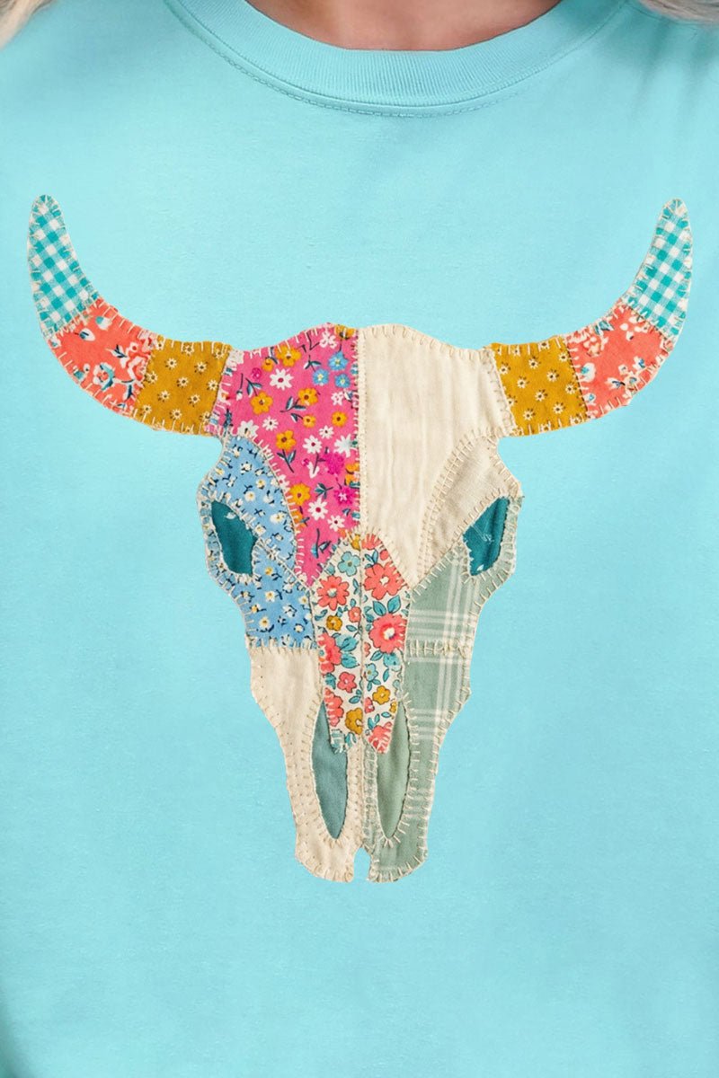 Patchwork Steer Head Comfort Colors Adult Ring - Spun Cotton Tee - Wholesale Accessory Market