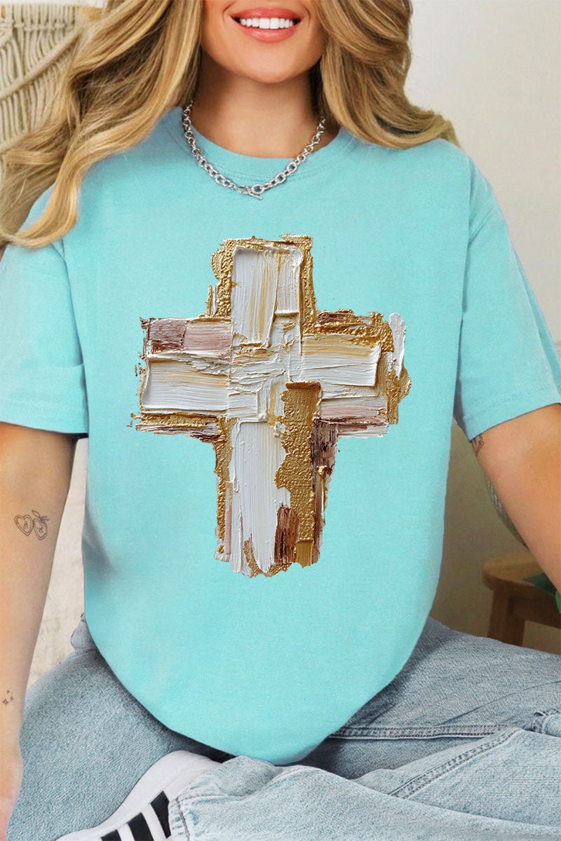 The Painted Gilded Cross Comfort Colors Adult Ring - Spun Cotton Tee - Wholesale Accessory Market