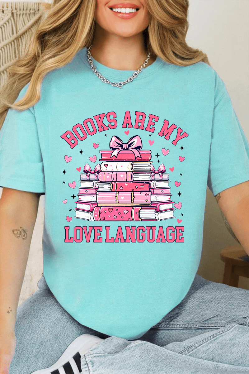 Valentine Books Are My Love Language Comfort Colors Adult Ring - Spun Cotton Tee - Wholesale Accessory Market