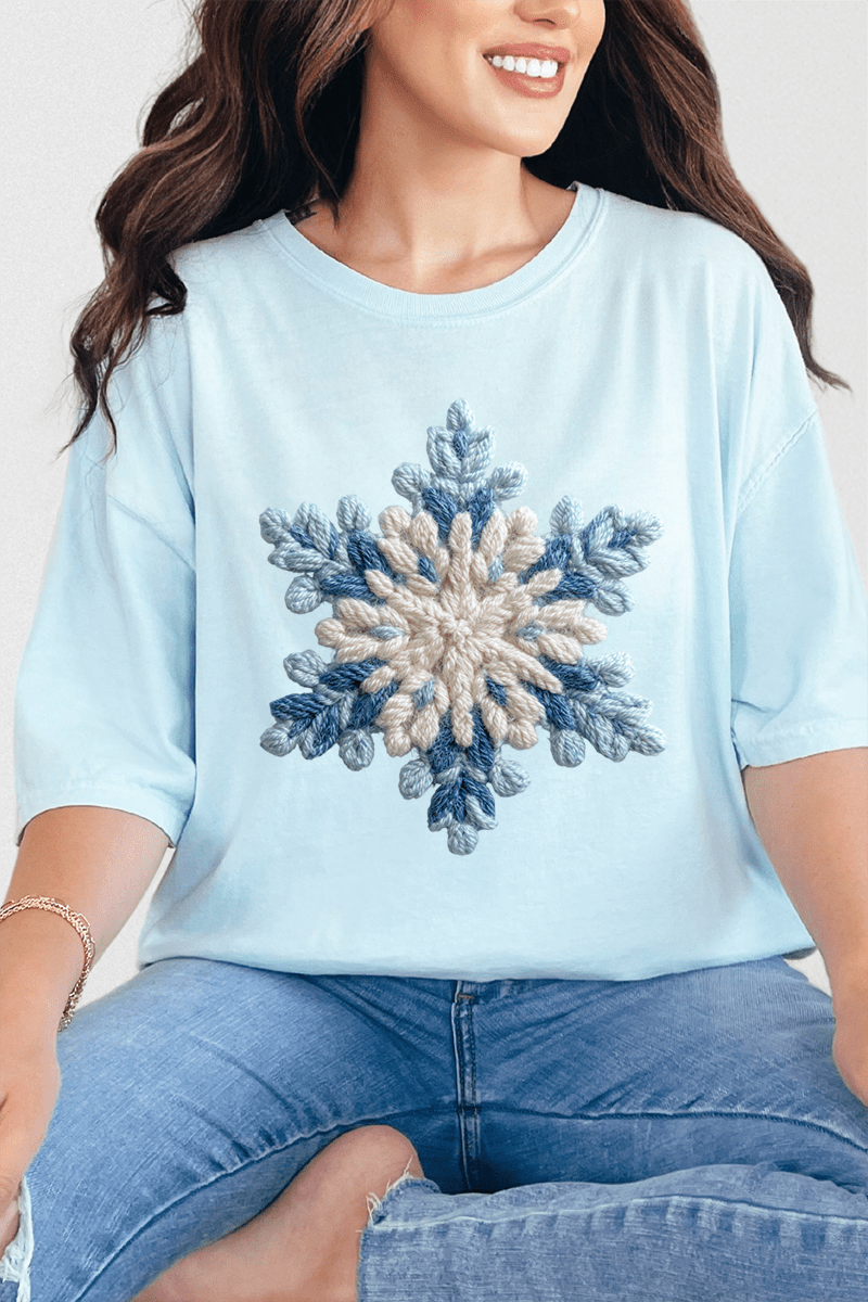 Faux Yarn Snow Day Snowflake Comfort Colors Adult Ring - Spun Cotton Tee - Wholesale Accessory Market