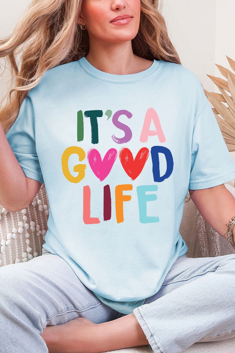 Heart It's A Good Life Comfort Colors Adult Ring - Spun Cotton Tee - Wholesale Accessory Market