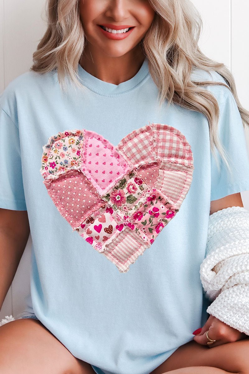 Patchwork Heart Comfort Colors Adult Ring - Spun Cotton Tee - Wholesale Accessory Market