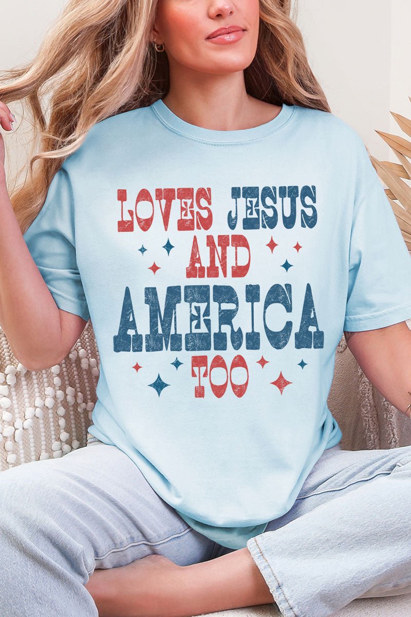 Retro Loves Jesus & America Too Comfort Colors Adult Ring-Spun Cotton Tee - Wholesale Accessory Market