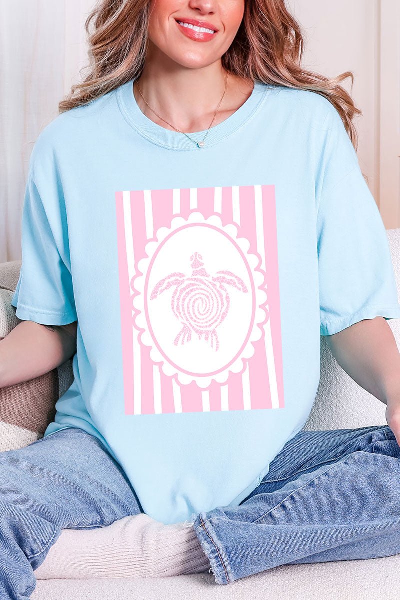 Scalloped Sea Turtle Comfort Colors Adult Ring - Spun Cotton Tee - Wholesale Accessory Market