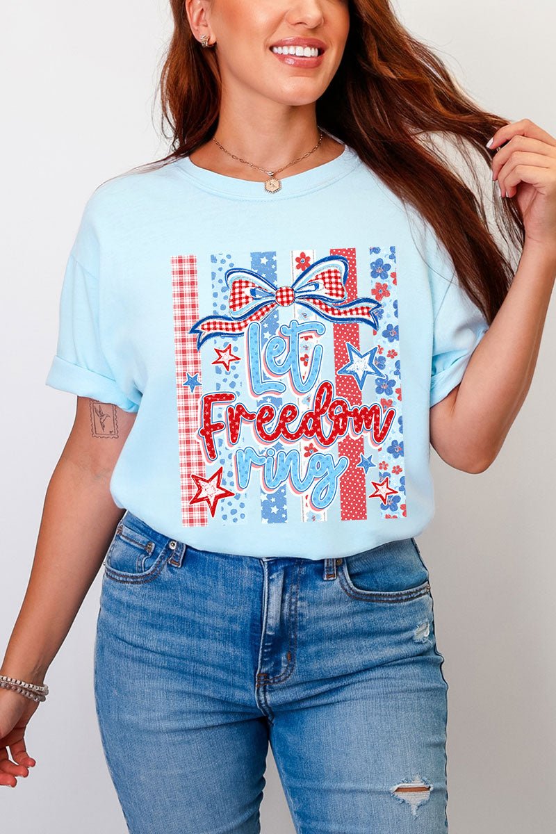 Striped Coquette Let Freedom Ring Comfort Colors Adult Ring - Spun Cotton Tee - Wholesale Accessory Market