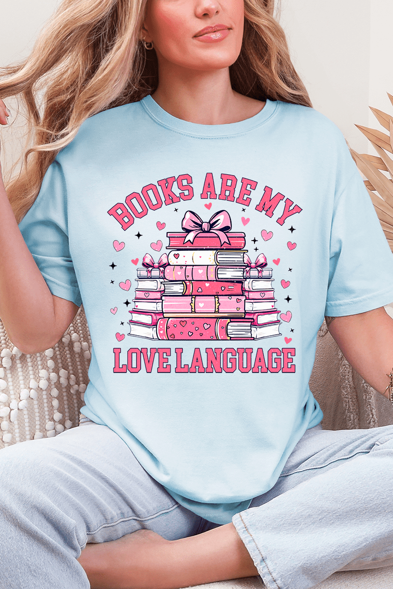 Valentine Books Are My Love Language Comfort Colors Adult Ring - Spun Cotton Tee - Wholesale Accessory Market