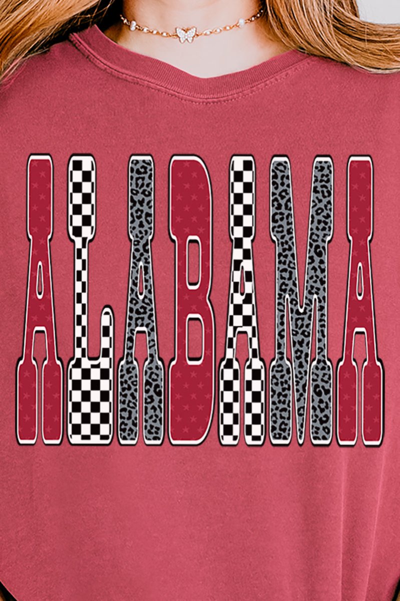 Checkered & Cheetah Alabama Comfort Colors Adult Ring - Spun Cotton Tee - Wholesale Accessory Market