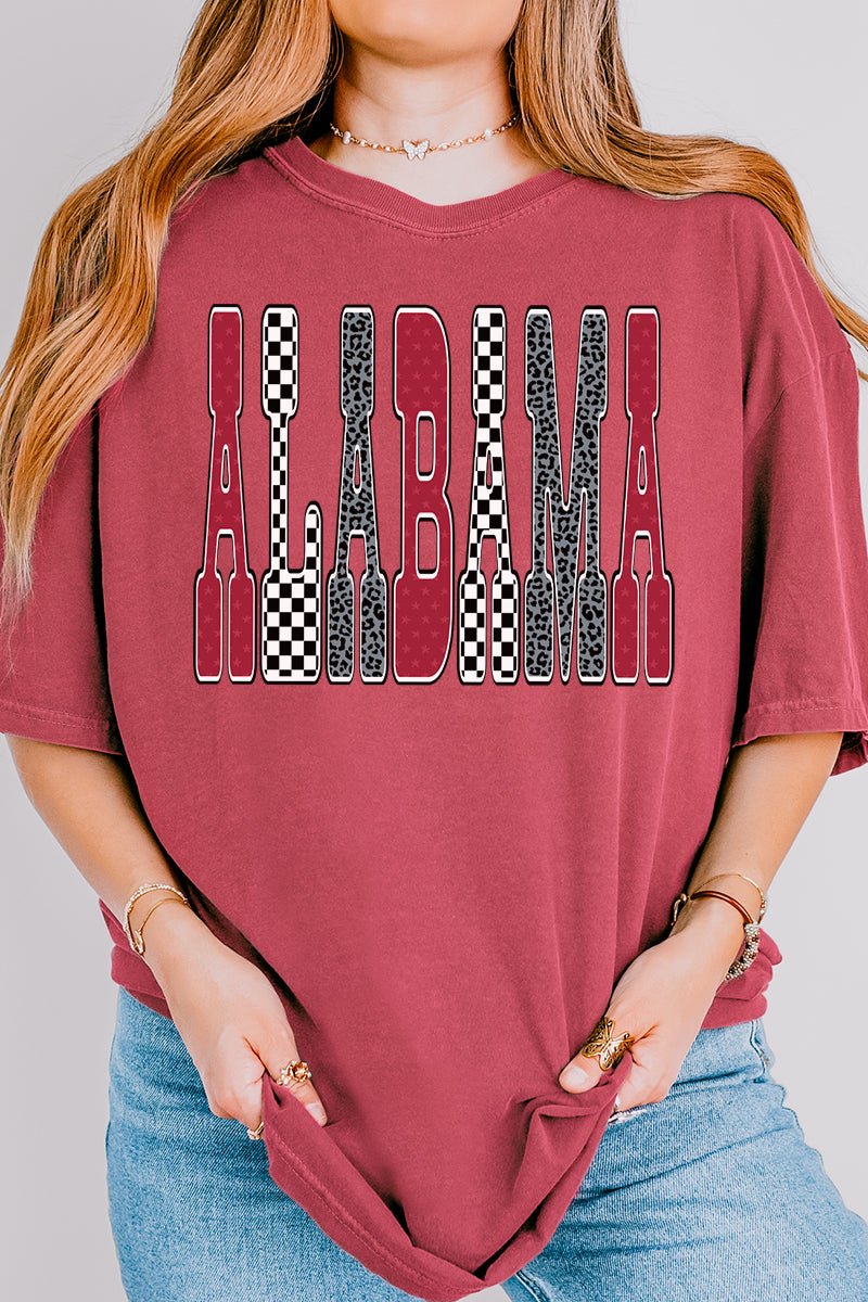Checkered & Cheetah Alabama Comfort Colors Adult Ring - Spun Cotton Tee - Wholesale Accessory Market