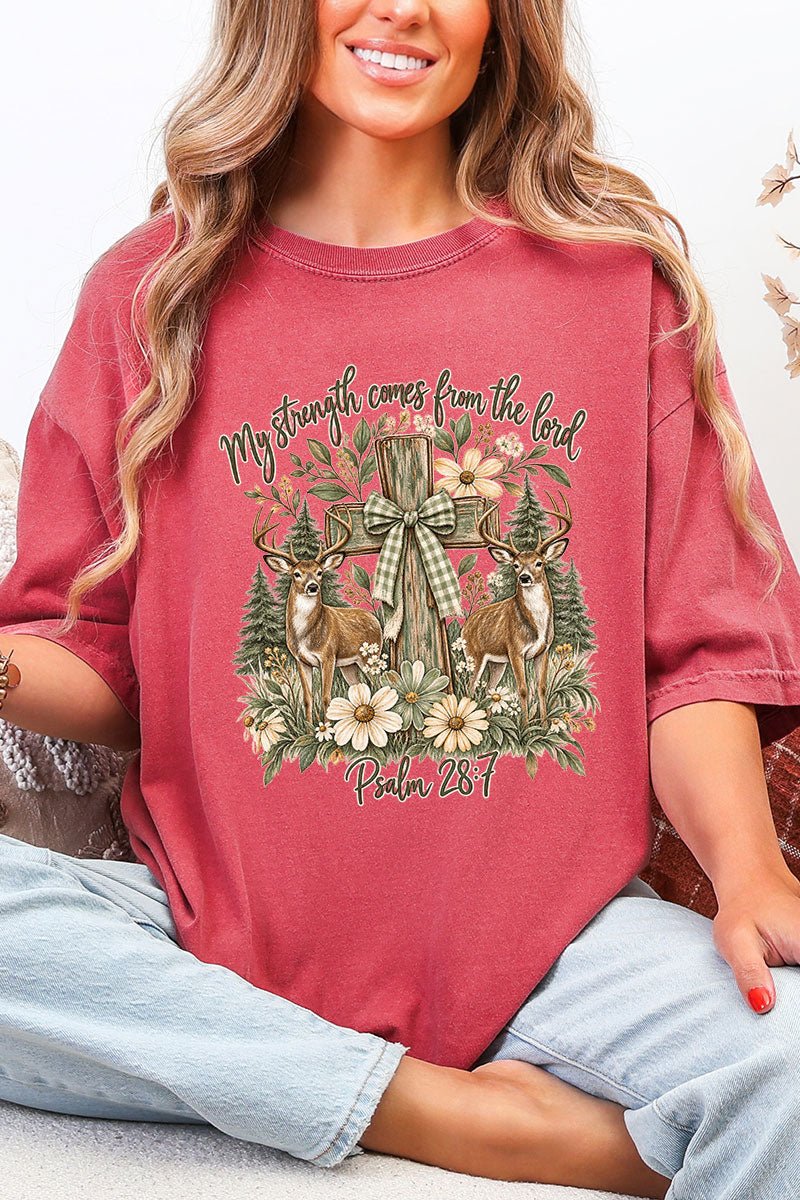 My Strength Woodland Deer Comfort Colors Adult Ring-Spun Cotton Tee - Wholesale Accessory Market