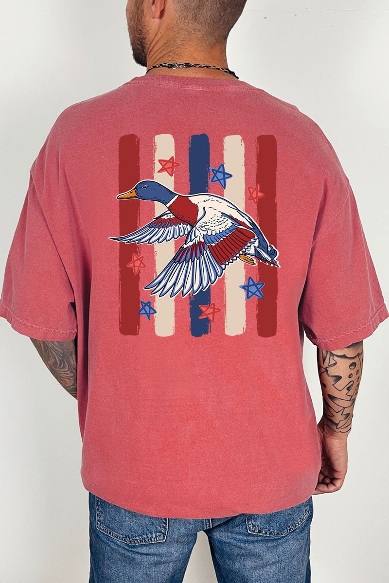 Red, White & Quack Front & Back Comfort Colors Adult Ring - Spun Cotton Tee - Wholesale Accessory Market