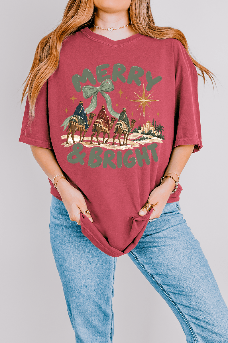 Three Kings Merry & Bright Comfort Colors Adult Ring-Spun Cotton Tee - Wholesale Accessory Market