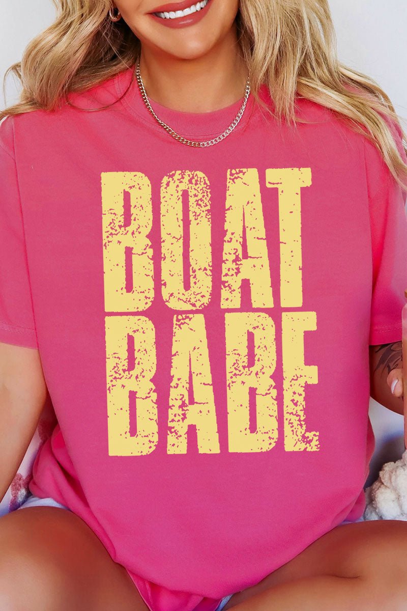 Distressed Boat Babe Comfort Colors Adult Ring - Spun Cotton Tee - Wholesale Accessory Market