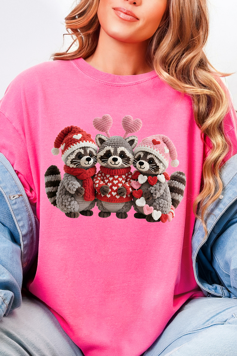 Faux Yarn Raccoon Romance Comfort Colors Adult Ring - Spun Cotton Tee - Wholesale Accessory Market