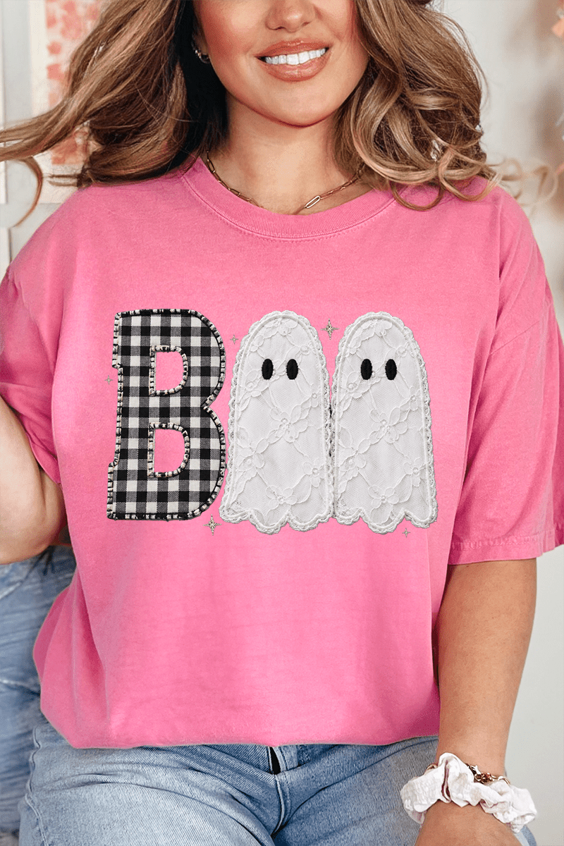 Gingham & Lace Boo Comfort Colors Adult Ring-Spun Cotton Tee - Wholesale Accessory Market
