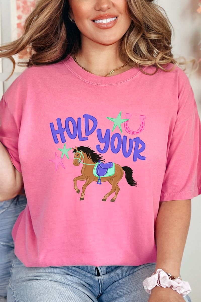 Hold Your Horses Comfort Colors Adult Ring - Spun Cotton Tee - Wholesale Accessory Market