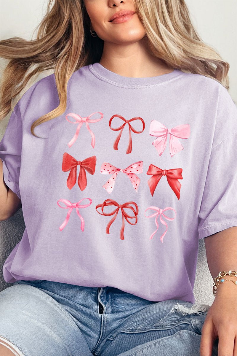 Preppy Valentine Bows Comfort Colors Adult Ring - Spun Cotton Tee - Wholesale Accessory Market
