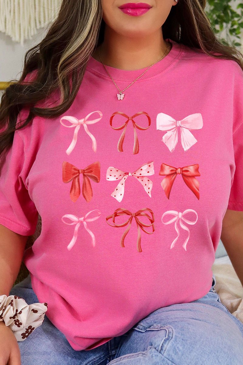 Preppy Valentine Bows Comfort Colors Adult Ring - Spun Cotton Tee - Wholesale Accessory Market