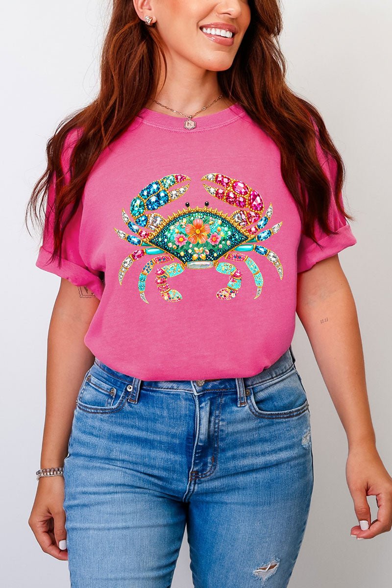 Seaside Sparkle Crab Comfort Colors Adult Ring - Spun Cotton Tee - Wholesale Accessory Market