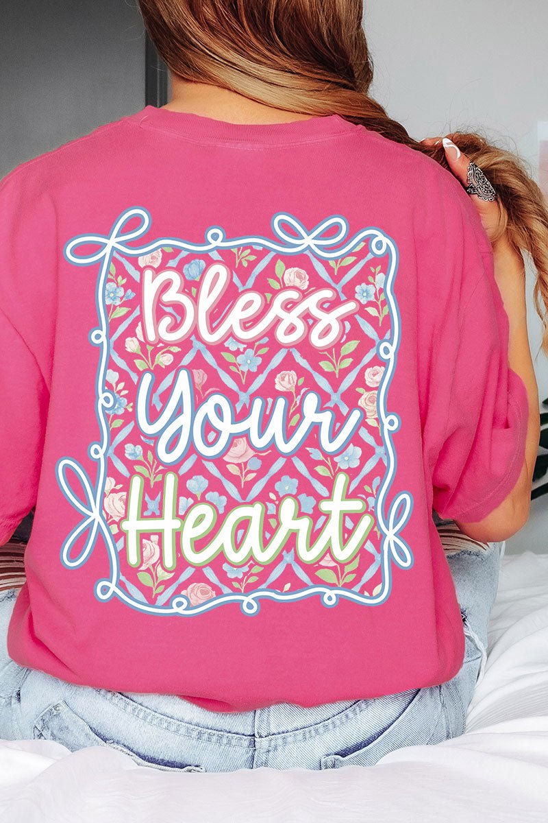Spring Coquette Bless Your Heart Front & Back Comfort Colors Adult Ring - Spun Cotton Tee - Wholesale Accessory Market