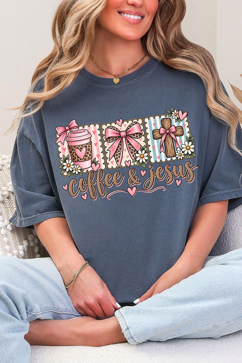 Coffee & Jesus Coquette Comfort Colors Adult Ring-Spun Cotton Tee - Wholesale Accessory Market
