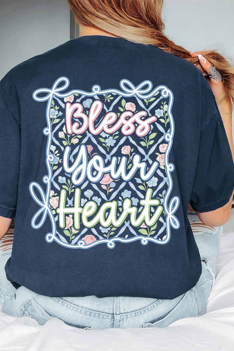 Spring Coquette Bless Your Heart Front & Back Comfort Colors Adult Ring - Spun Cotton Tee - Wholesale Accessory Market
