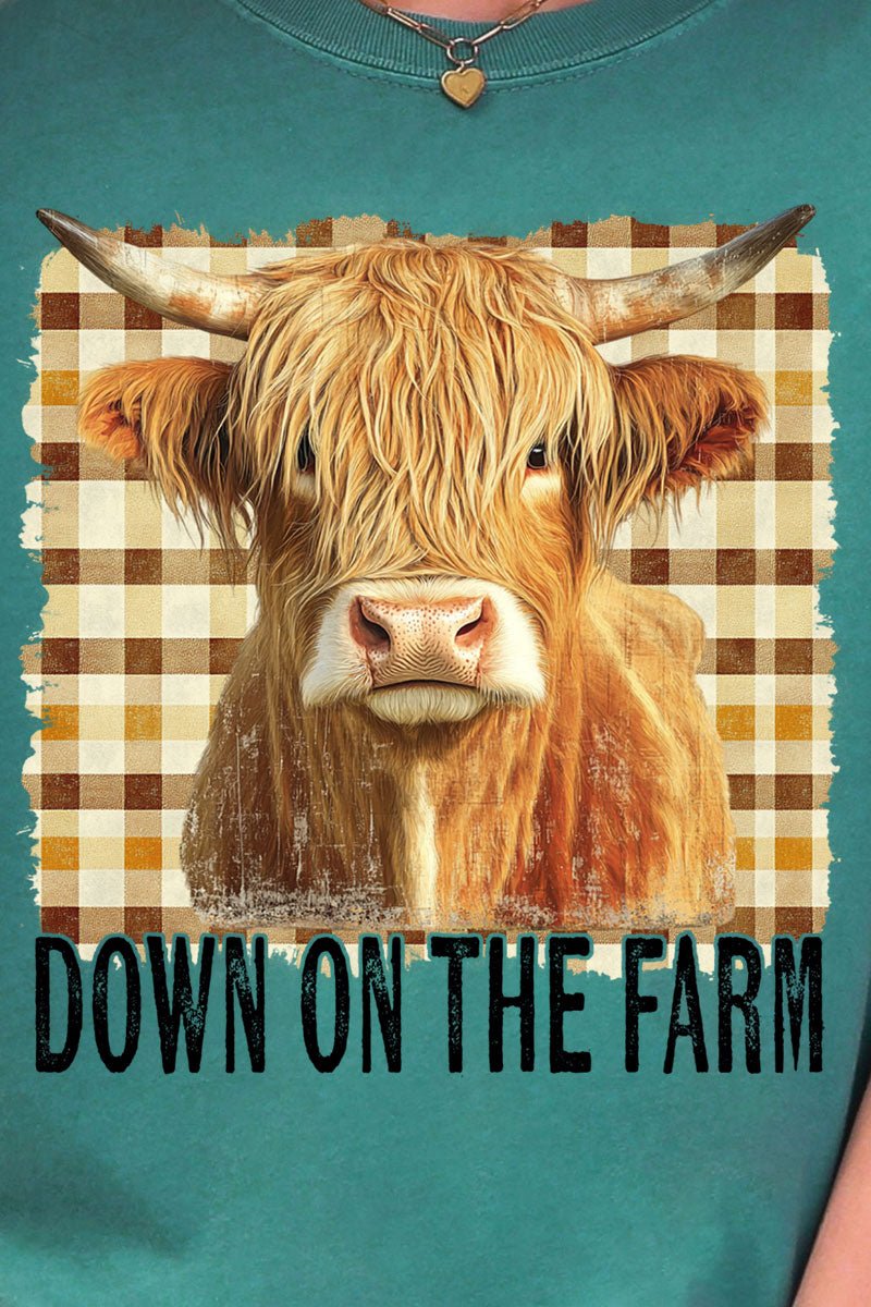 Down On The Farm Highland Cow Comfort Colors Adult Ring - Spun Cotton Tee - Wholesale Accessory Market