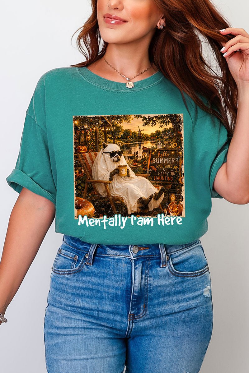 Mentally I Am Here Raccoon Comfort Colors Adult Ring-Spun Cotton Tee - Wholesale Accessory Market