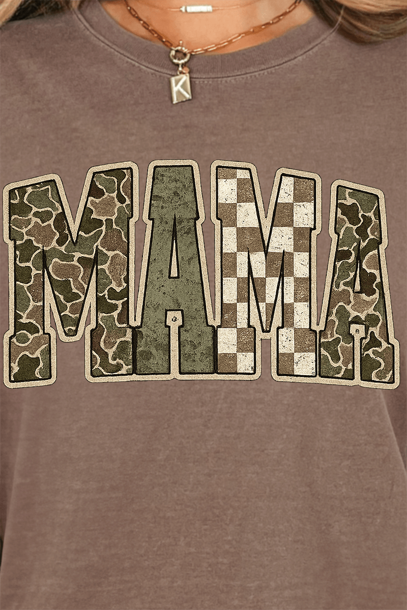 Camo Checkered Mama Comfort Colors Adult Ring - Spun Cotton Tee - Wholesale Accessory Market