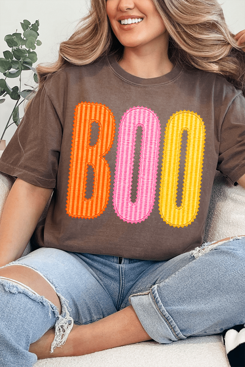 Candy Stripe Boo Comfort Colors Adult Ring-Spun Cotton Tee - Wholesale Accessory Market