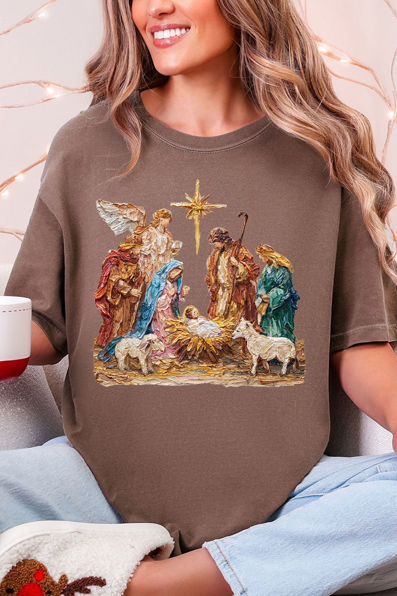 The Painted Nativity Scene Comfort Colors Adult Ring - Spun Cotton Tee - Wholesale Accessory Market
