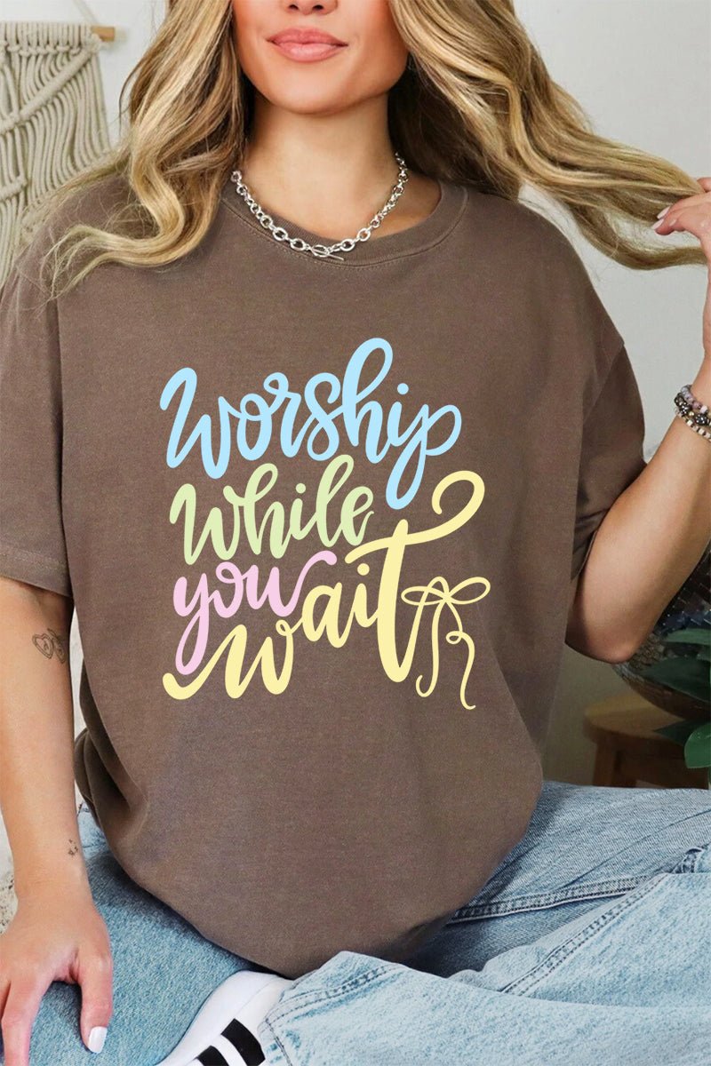 Worship While You Wait Comfort Colors Adult Ring - Spun Cotton Tee - Wholesale Accessory Market