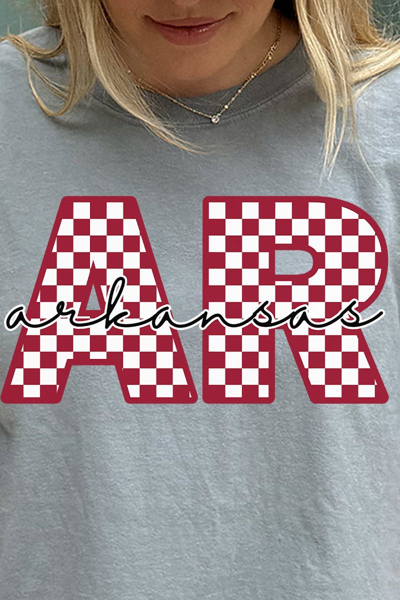 Arkansas Checkered Comfort Colors Adult Ring - Spun Cotton Tee - Wholesale Accessory Market