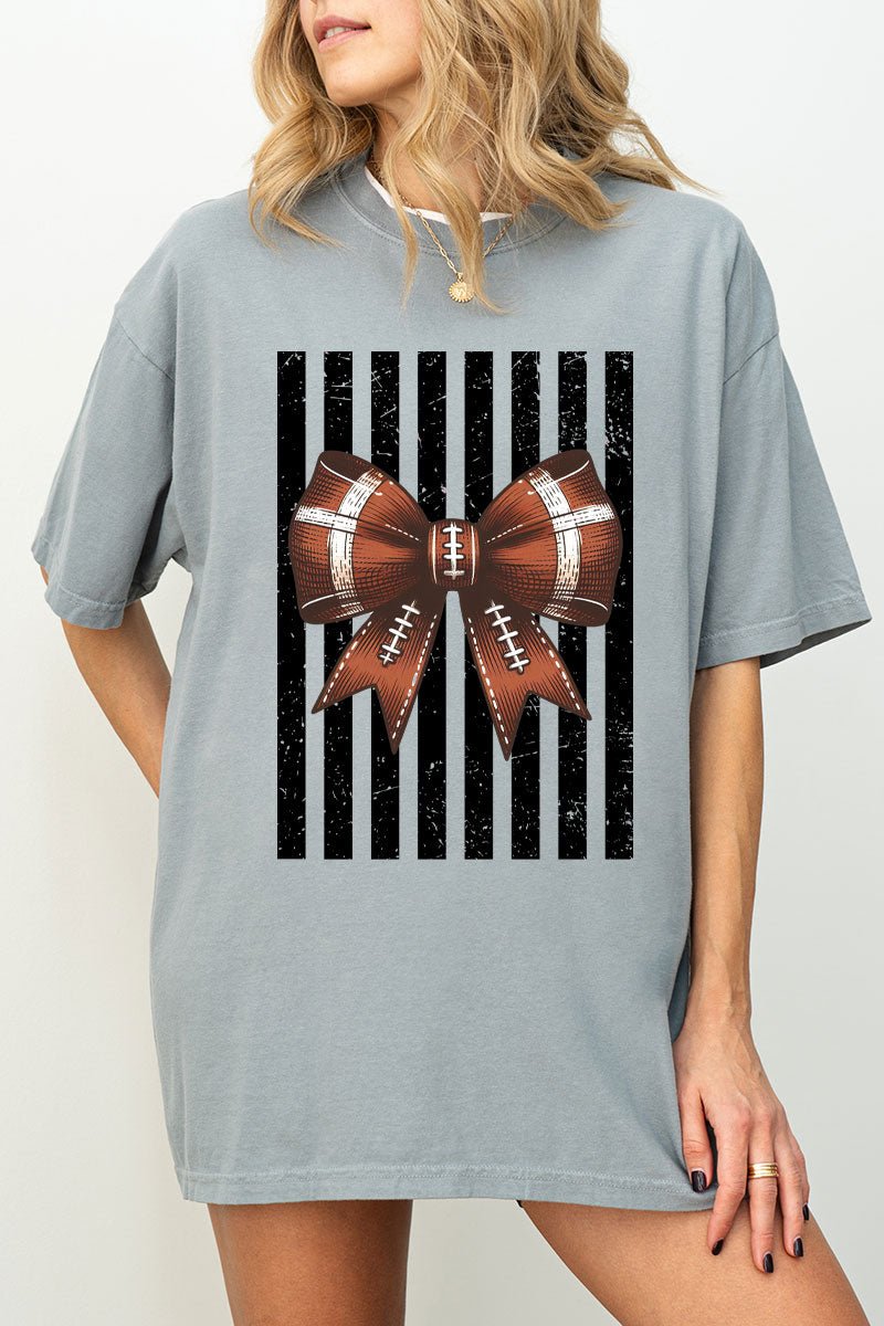 Black Varsity Bow Comfort Colors Adult Ring-Spun Cotton Tee - Wholesale Accessory Market